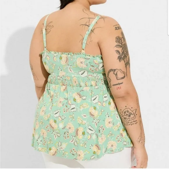 Torrid Sweatheart Ruched Babydoll Sleeveless Top In Hemlock Greet Size 4x - Picture 2 of 14